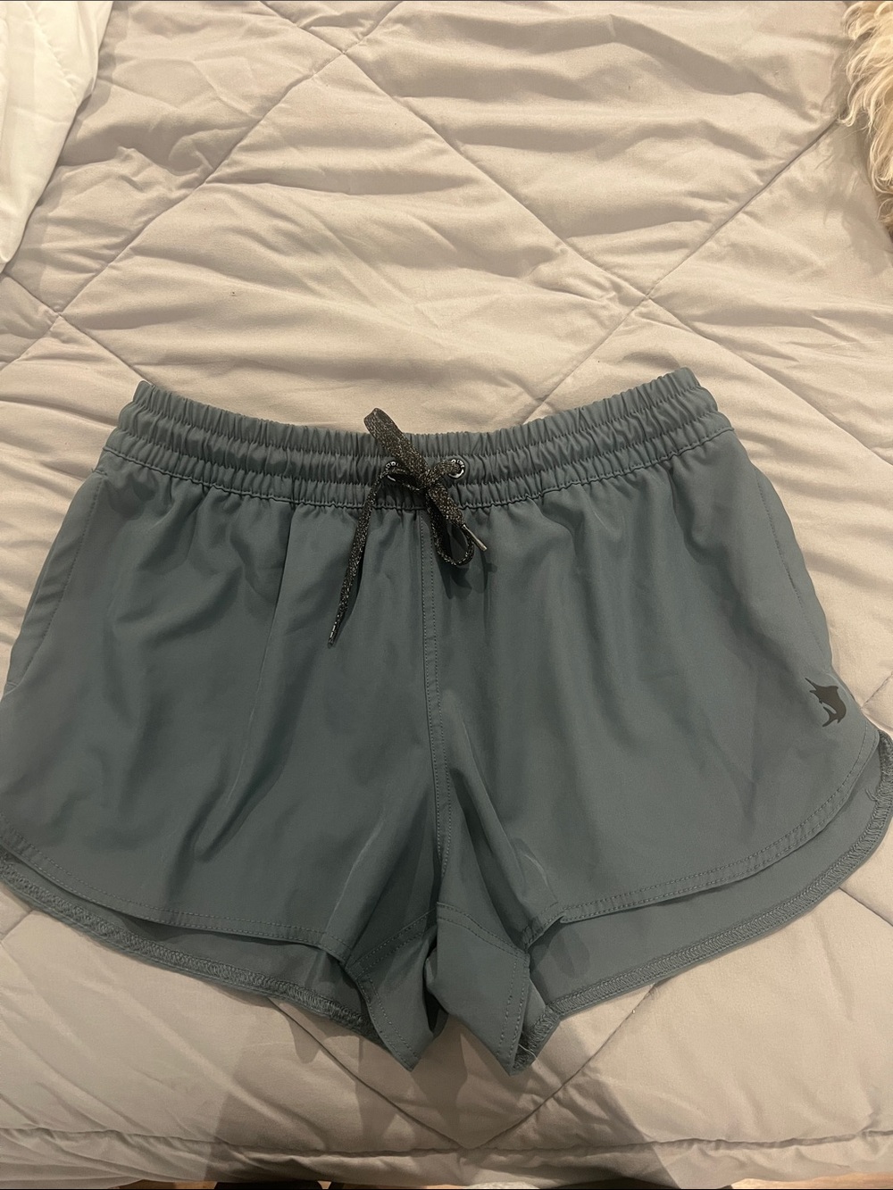Salt Life Women's Slate Green Athletic Drawstring Shorts with Curved Hem